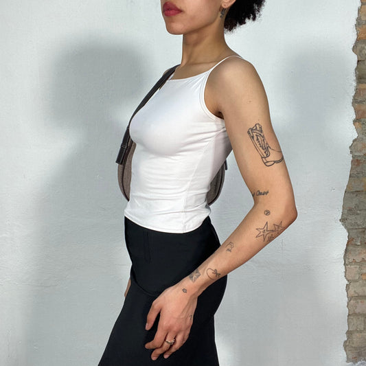 Vintage 90's Classic White High Neck Crop Top (S)