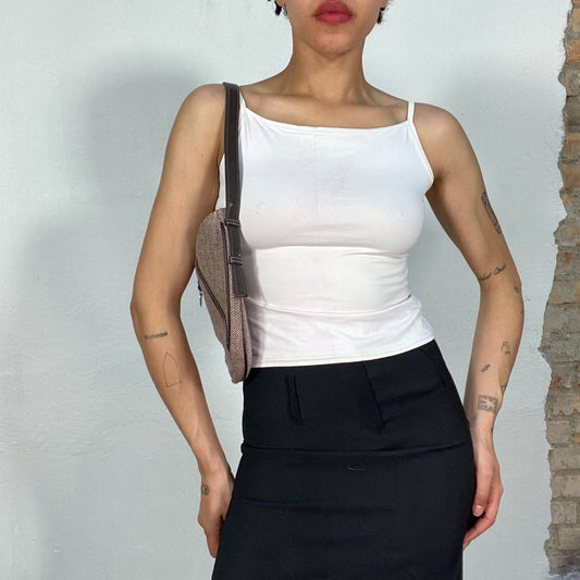 Vintage 90's Classic White High Neck Crop Top (S)