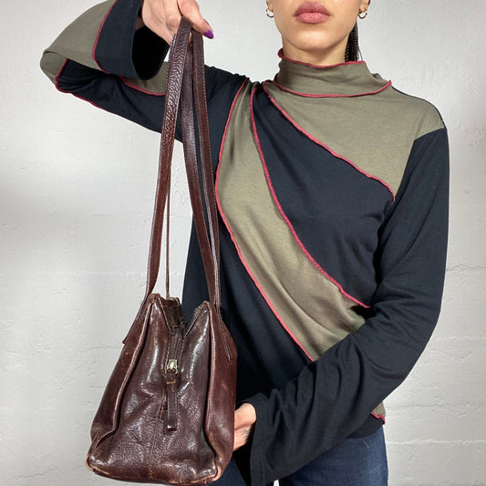 Vintage 2000's English It Girl Deep Brown Leather Shoulder Bag