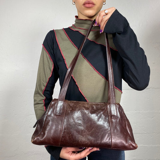 Vintage 2000's English It Girl Deep Brown Leather Shoulder Bag