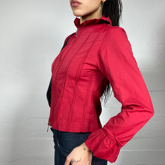 Vintage 90's Vampy Red Zip Up Longsleeve Shirt (M)