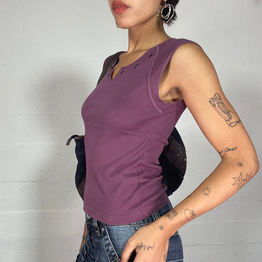 Vintage 2000's Downtown Girl Garnet Top with Metal Studs Detail (S)