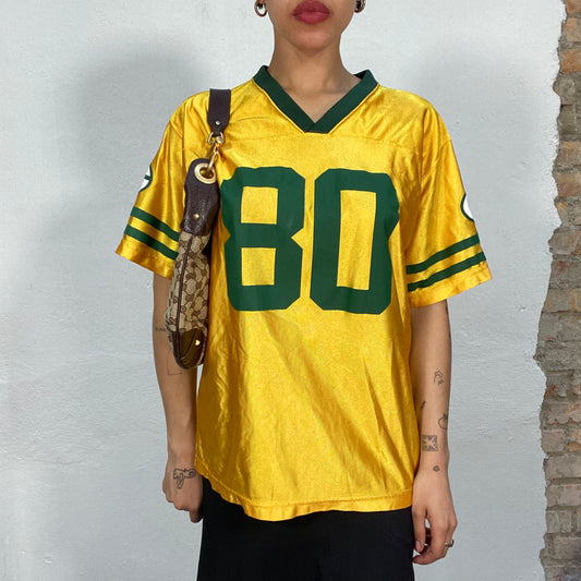 Vintage 2000's Football Core Yellow Tricot with Green Trim and '80' Print (M/L)