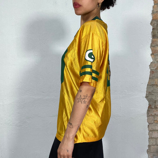 Vintage 2000's Football Core Yellow Tricot with Green Trim and '80' Print (M/L)