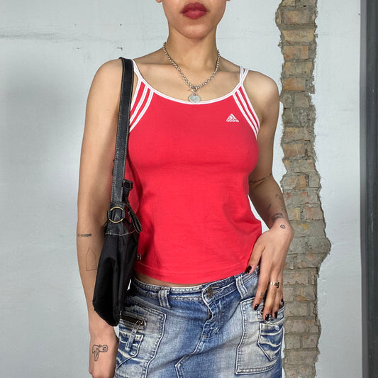 Vintage 2000's Adidas Red Top with White Trim (S)