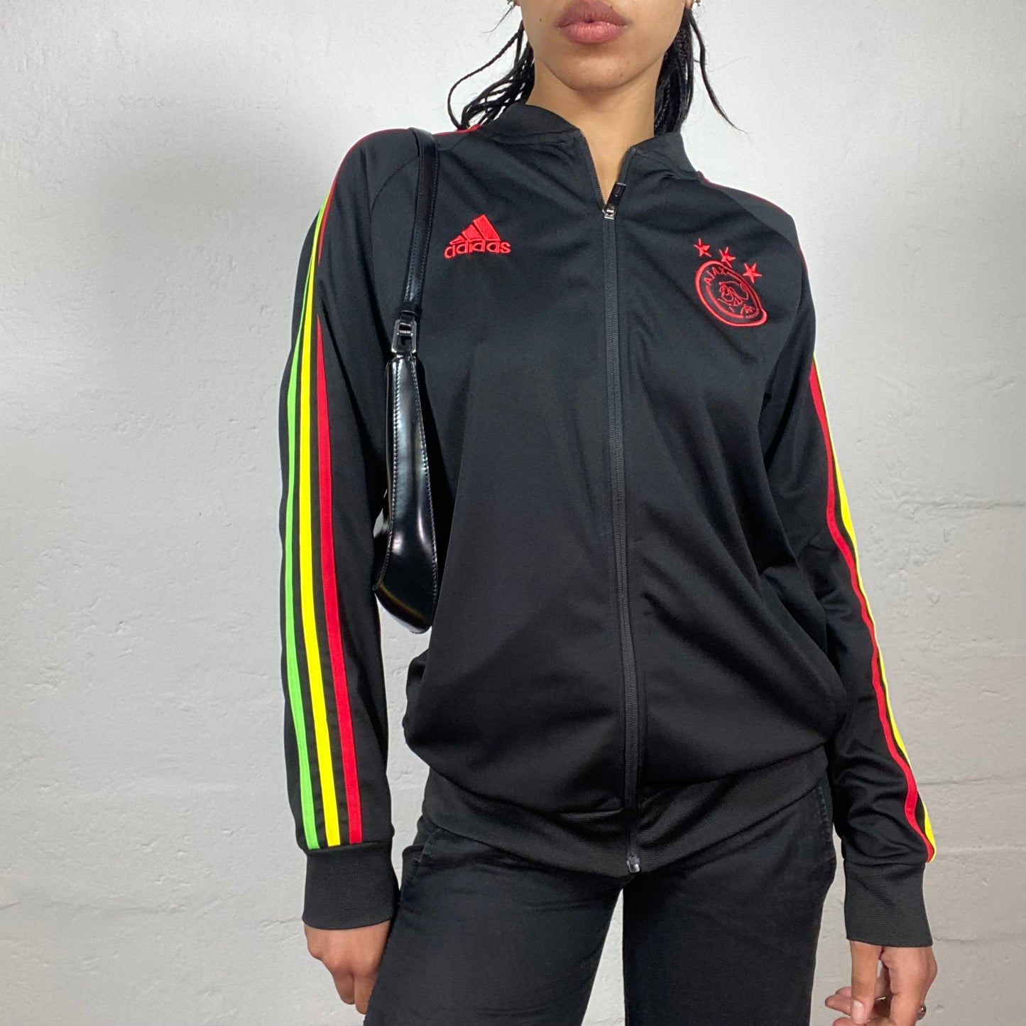 Vintage 90's Sporty Girl Black Adidas AJAX Zip Up Sweater (M)