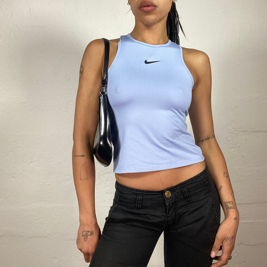 Vintage 90's Sporty Girl Baby Blue Nike Top with Racer Back Cut (S)
