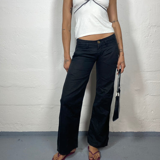 Vintage 90's Downtown Girl Black Straight Leg Low Waist Pants (S)