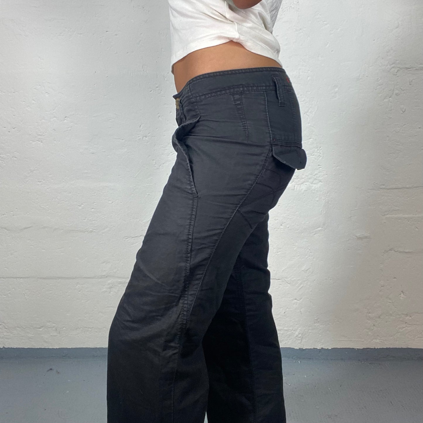 Vintage 90's Downtown Girl Black Straight Leg Low Waist Pants (S)