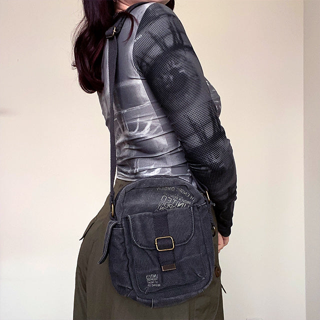 Vintage 90's Grunge Crossbody Grey Bag