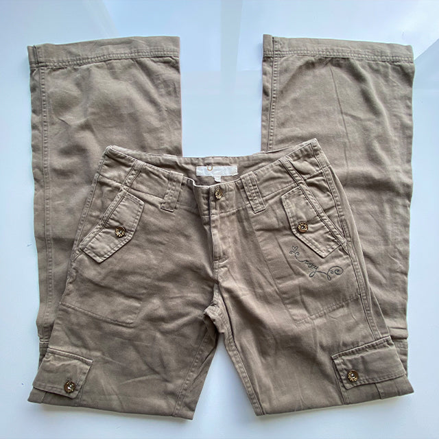 Vintage 90's Low Waist Tan Baggy Cargo Pants (34 EU / UK 6 / US 2)