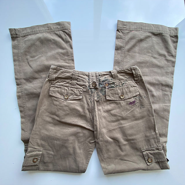 Vintage 90's Low Waist Tan Baggy Cargo Pants (34 EU / UK 6 / US 2)