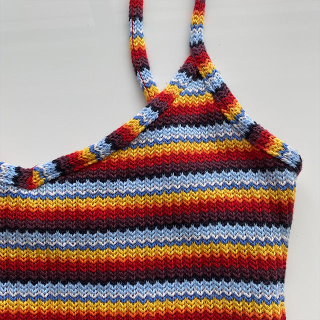 Vintage 90's Hippie Crochet Rainbow Dress (36 EU / UK 8 / US 4)