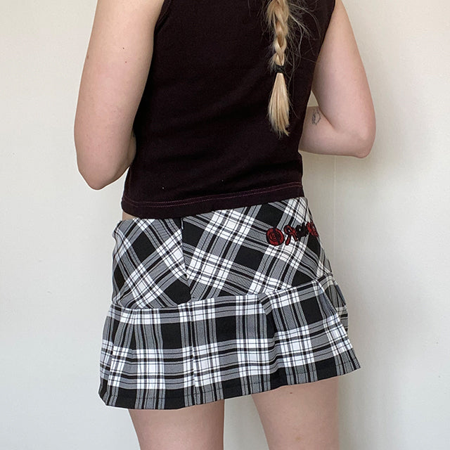 Vintage 90's Goth Grunge Punkyfish Plaid Miniskirt with Belt (S/M)