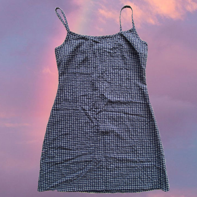 Vintage 90's Blue Plaid Cami Dress (36 EU / UK 8 / US 4)