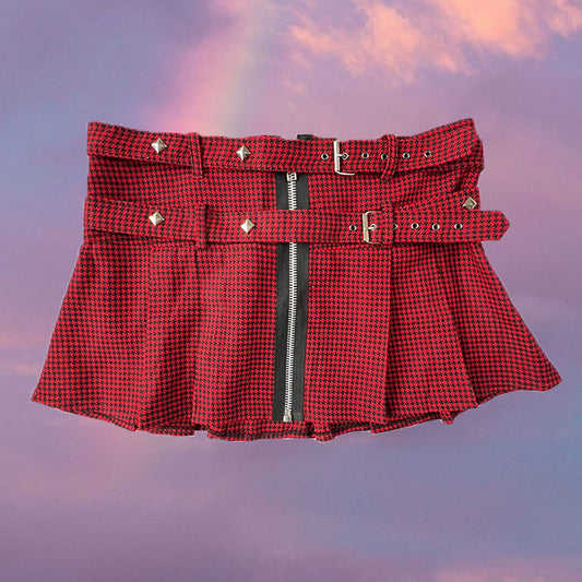 Vintage 90's Goth Punk Red Plaid Miniskirt (S/M - 36/38 EU - 8/10 UK)