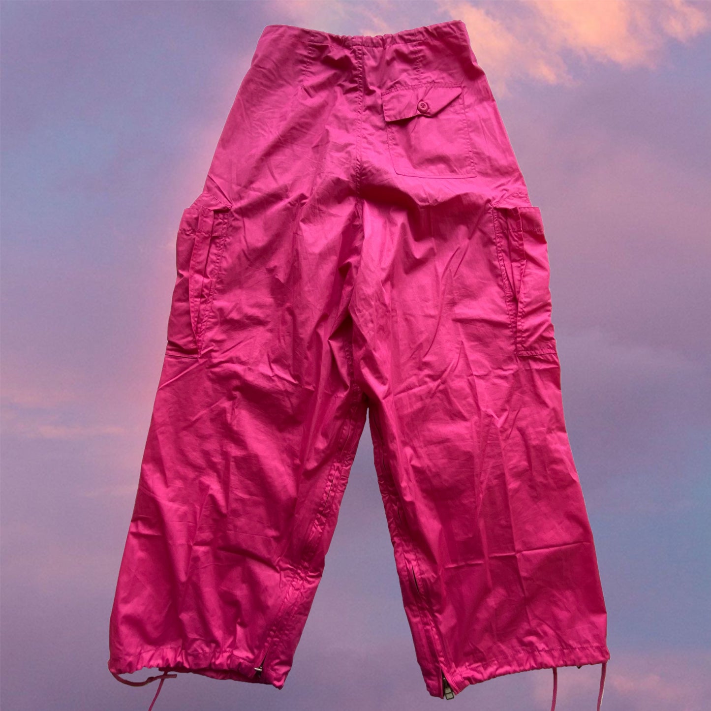 Vintage 90’s Rave Hot Pink Parachute Baggy Cargo Pants (XS-S-M)