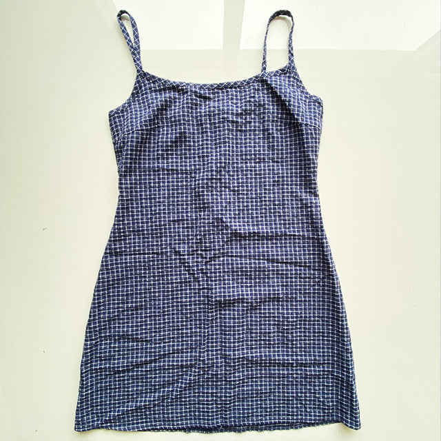 Vintage 90's Blue Plaid Cami Dress (S/M)