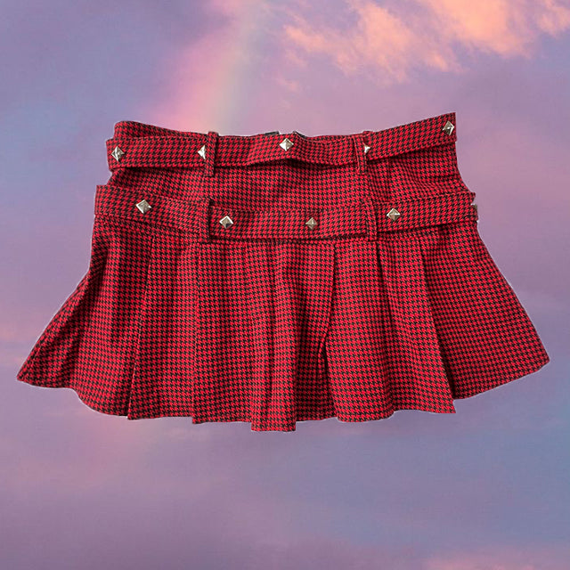 Vintage 90's Goth Punk Red Plaid Miniskirt (S/M - 36/38 EU - 8/10 UK)