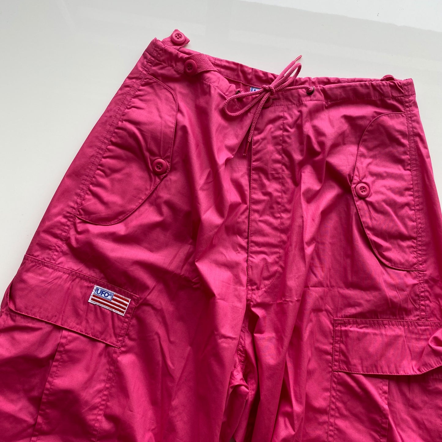 Vintage 90’s Rave Hot Pink Parachute Baggy Cargo Pants (XS-S-M)