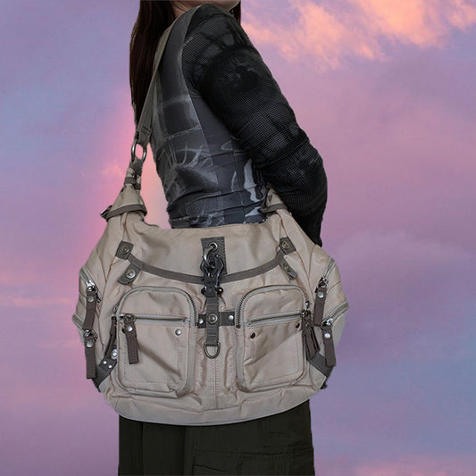 Vintage Y2K Cyber George Gina & Lucy Cream and Khaki Tote Bag