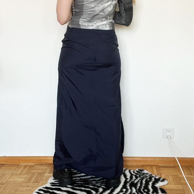 Vintage 90's Sporty Navy Cargo Maxi Skirt (S/M - 36/38 EU - 8/10 UK)