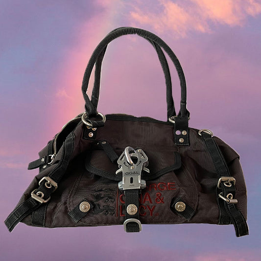 Vintage Y2K Cyber George Gina & Lucy Black Bowling Bag