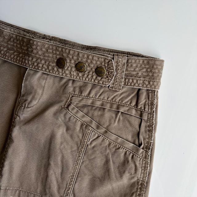 Vintage Y2K Grunge Low Waist Tan Cargo Mini Skirt (36 EU / UK 8 / US 4)