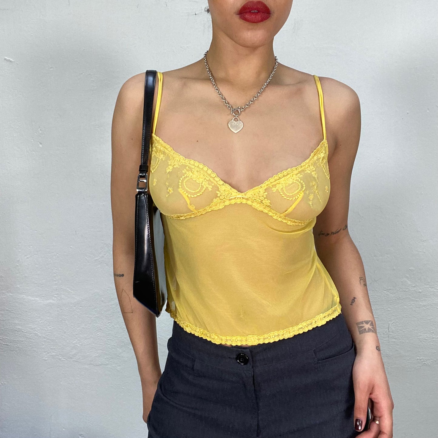 Vintage 2000's Indie Yellow Lace Cami Top (S)