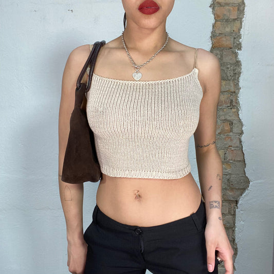 Vintage 2000's Indie Beige Cropped Backless Knit Top (S)