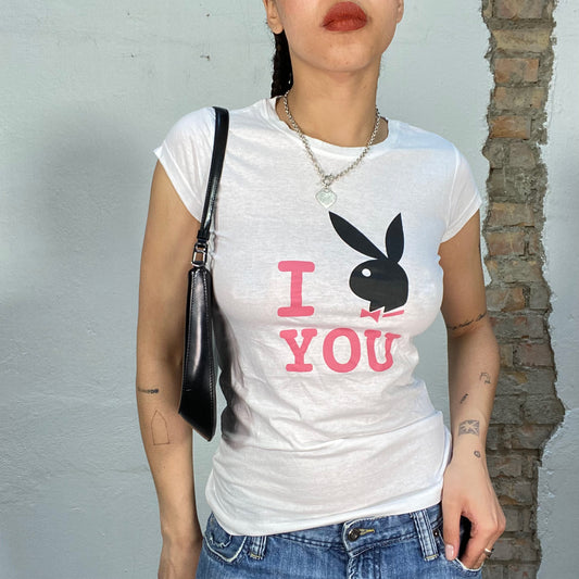 Vintage 2000's Playboy White Baby Tee with ' Playboy You' Print (S)