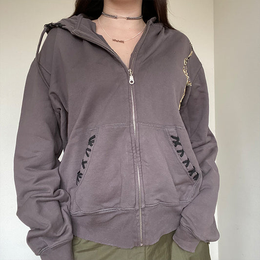 Vintage Y2K Grey Ed Hardy Hoodie (XS/S/M Oversized Fit)