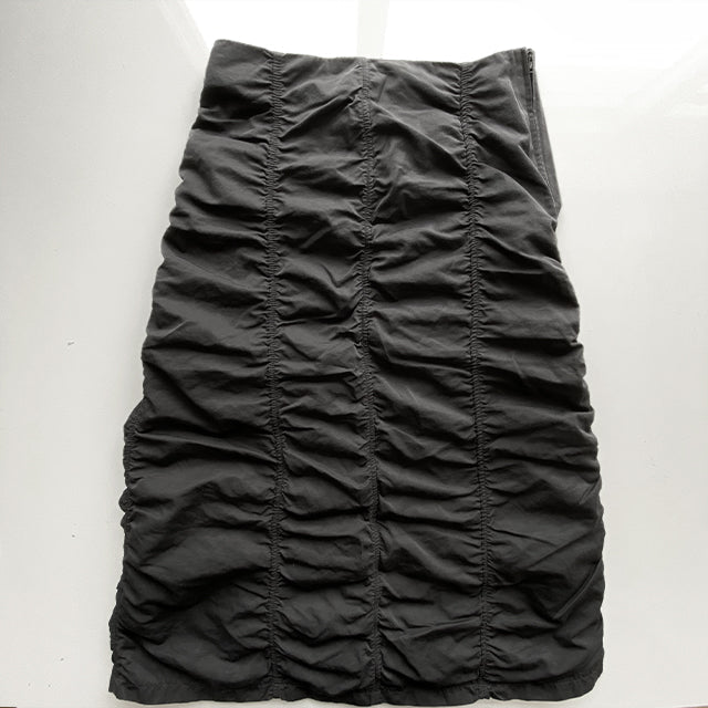 Vintage 90's Techwear Black Ruched Maxi Skirt (S/M)