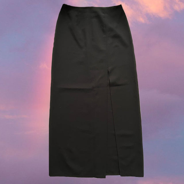 Vintage 90's Morgan de Toi Goth Black Maxi Skirt with Side Slit (S/M)