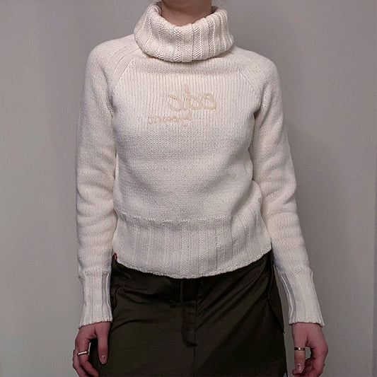 Vintage 90's EDC Chunky Knit White Rollneck Sweater (S)