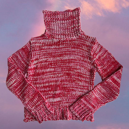 Vintage 90's Pink and White Rollneck Sweater (M/L/XL)