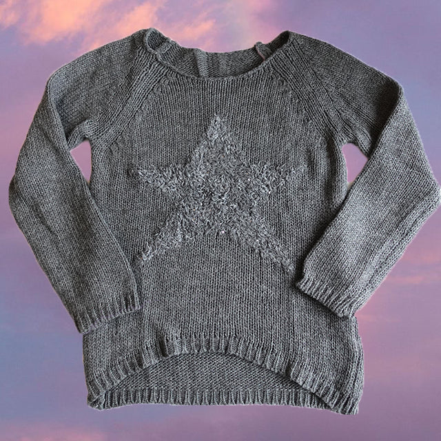Vintage 90's Fairy Grunge Star Dark Grey Sweater (XS/S Oversized Fit)