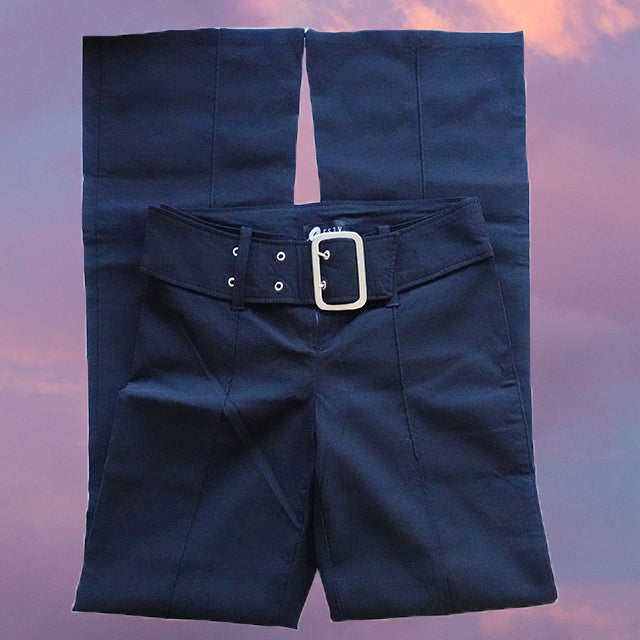 Vintage 90's Orsay Black Trousers with Buckle Belt Detail (36 EU / 8 UK)