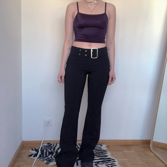 Vintage 90's Orsay Black Trousers with Buckle Belt Detail (36 EU / 8 UK)