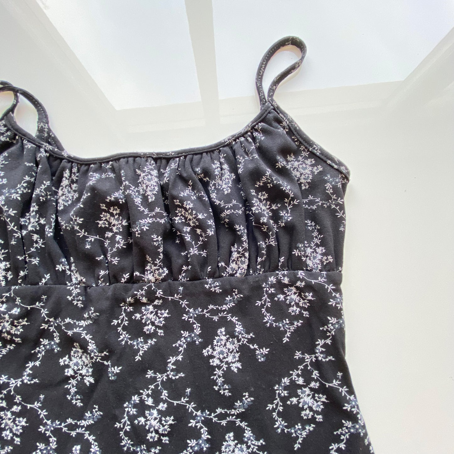 Vintage 90’s Romantic Goth Black Floral Mesh Dress (S/M)