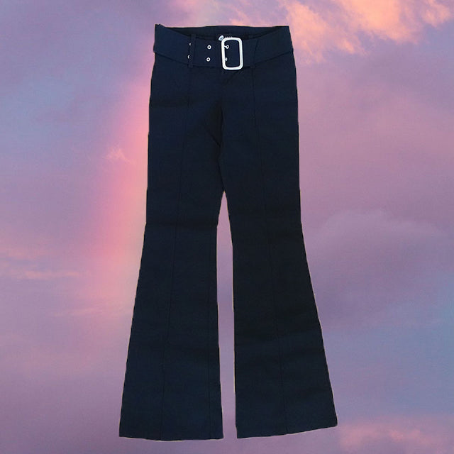 Vintage 90's Orsay Black Trousers with Buckle Belt Detail (36 EU / 8 UK)