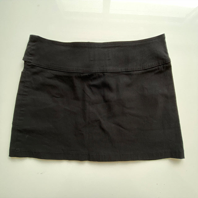 Vintage Y2K Rockstar Black Mini Skirt with Buckle Belt (34 EU / UK 6 / US 2)