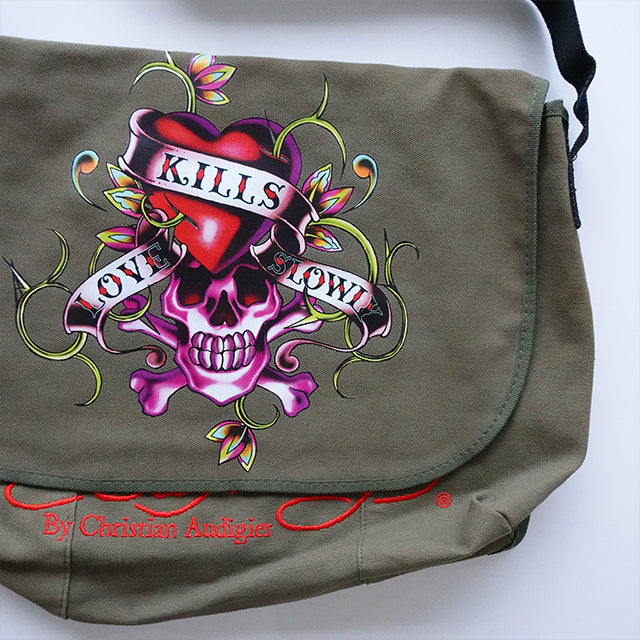 Ed hardy tote bag/bag Kills Love Slowly Don Ed Hardy Designs 17 X 15 in L  Y2K | eBay