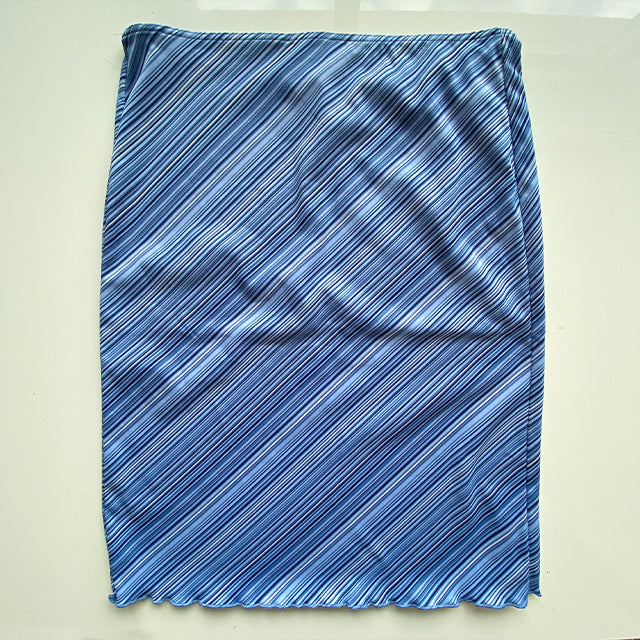 Vintage 90's Blue Diagonal Stripe Midi Skirt (S)