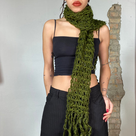 Vintage 2000's Downtown Girl Green Knit Scarf