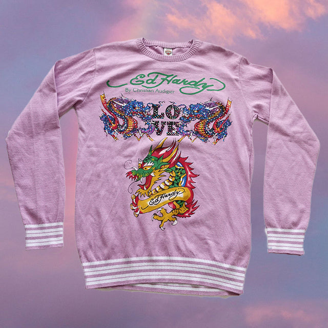 Vintage Y2K Ed Hardy Knit Sweater (S/M)