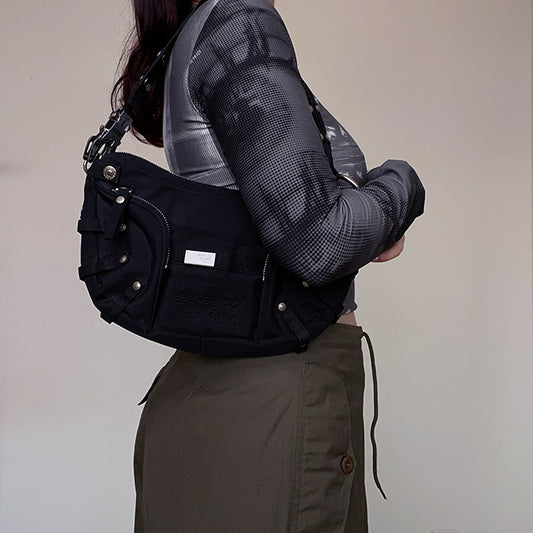 Vintage Y2K Cyber George Gina & Lucy Black Hobo Shoulder Bag