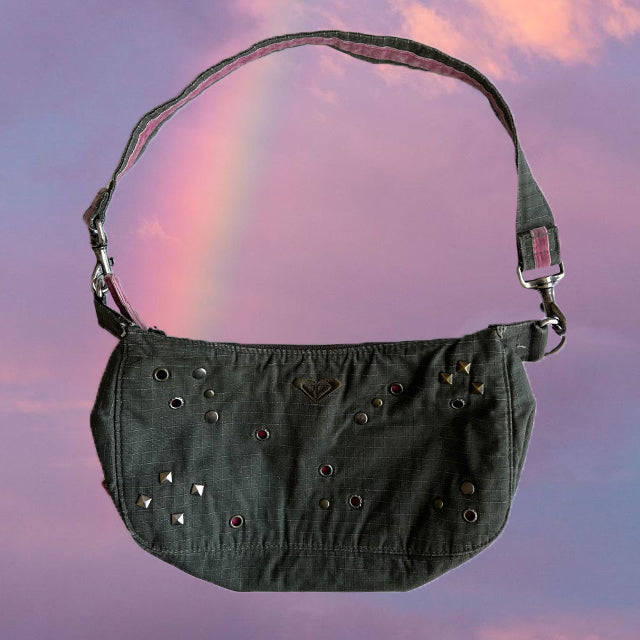 Vintage Y2K Grunge Green Shoulder Bag with Stud Details