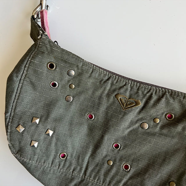 Vintage Y2K Grunge Green Shoulder Bag with Stud Details