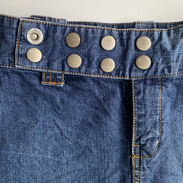 Vintage Y2K Cyber Low Waist Denim Mini Skirt with Stud Belt Detail (36 EU / 8 UK / 4 US)